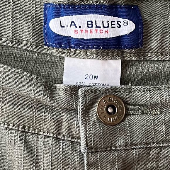 Soft Green Stretch Jeans L.A Blues Womens Plus Size 20 W Light Khaki Olive Green - Picture 7 of 12